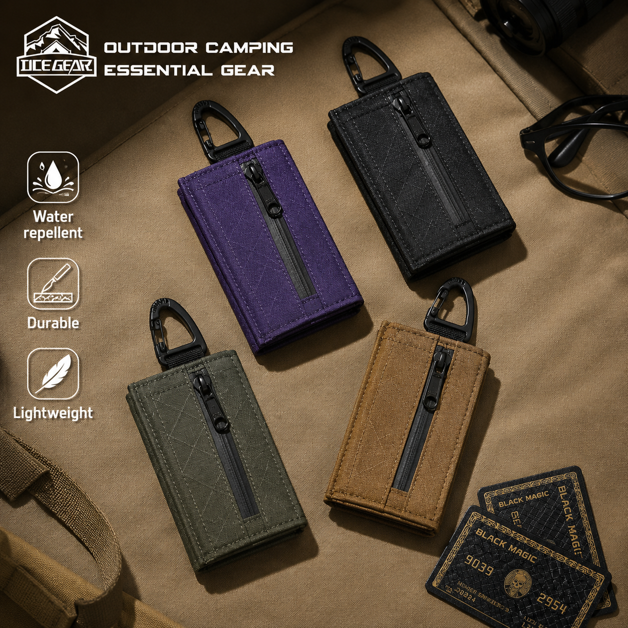 Edc Carry Card - Lightweight Trifold Wallet with Hook Tear
