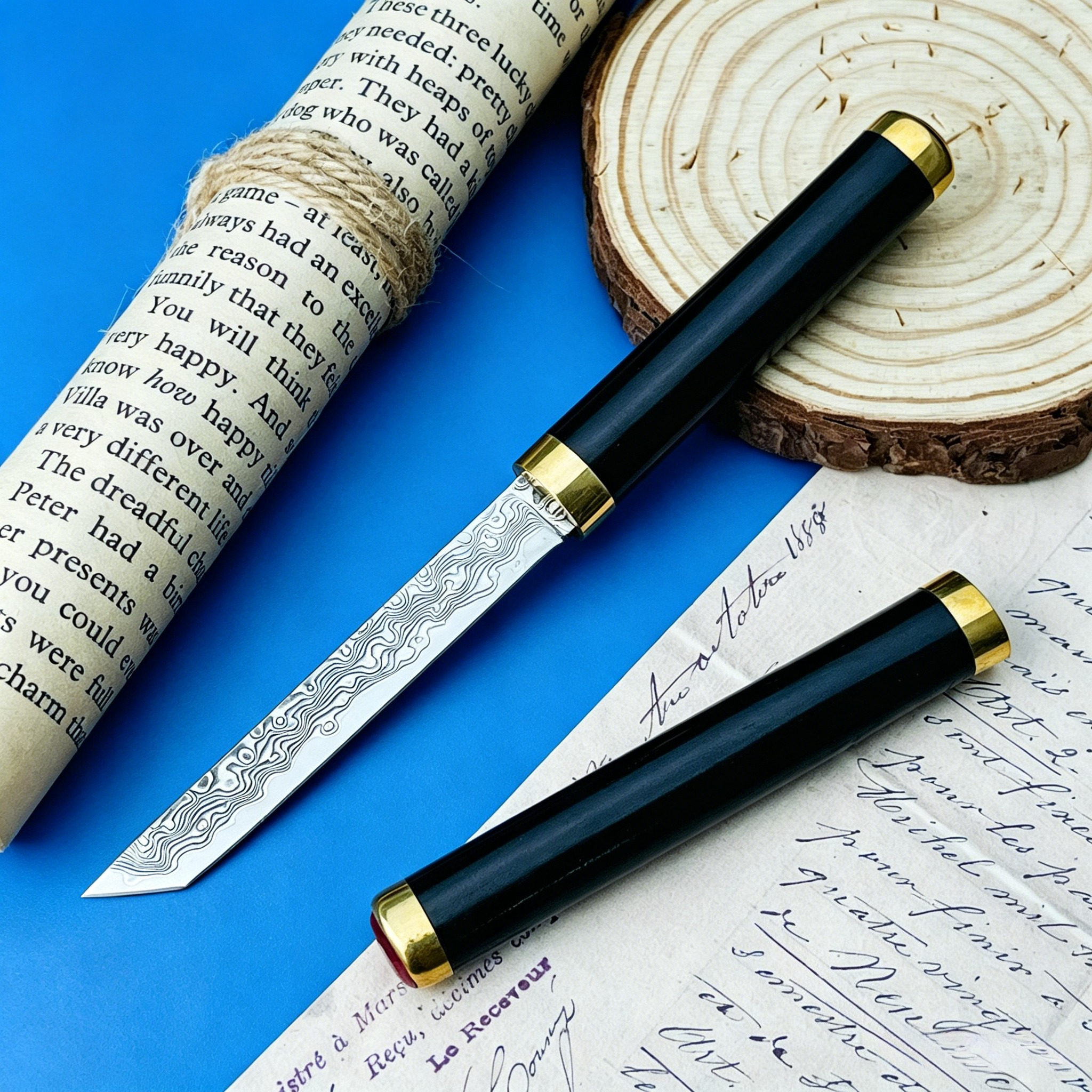 Everyday Carry (Edc) Knife - Everyday Carry Fixed-Blade Knife, Damascus Steel